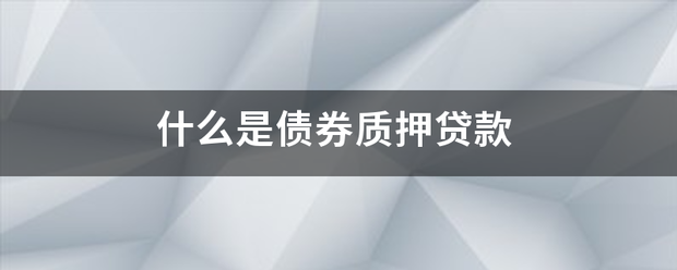 什么是债券质押贷款