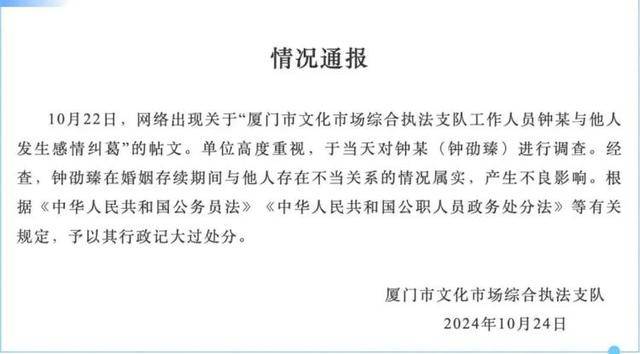 网友质疑钟某出轨被行政记大过“处罚太轻”<strong></p>
<p>货币的时间价值案例</strong>，厦门文旅局：已将情况上报